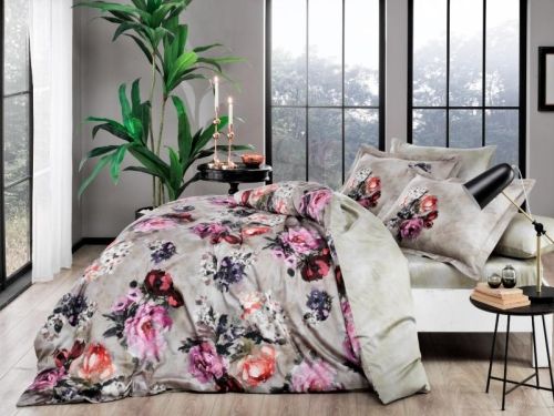 фото КПБ Tac Premium DIGITAL DELUX SELVA бежевый Евро Цветы артикул tn1809