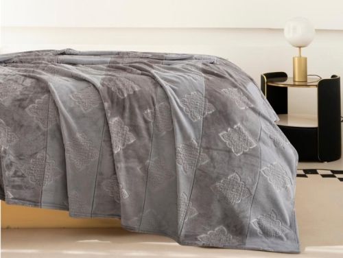 плед karven solid emboss v4/grey 200*220 из ткани Велсофт в категории  рисунок  фото 2