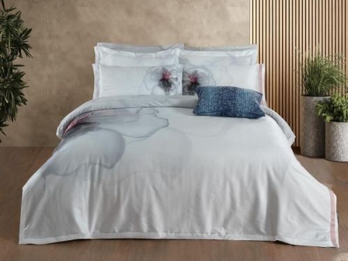 фото КПБ Sarev EFIRA Beyaz/v1 1,5 спальное Цветы артикул N081 EFIRA Beyaz/v1