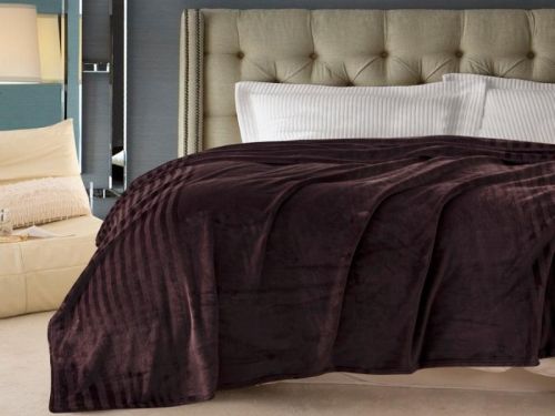 плед karven solid jacqaurd v1/dark brown 200*220 из ткани Велсофт в категории  рисунок 