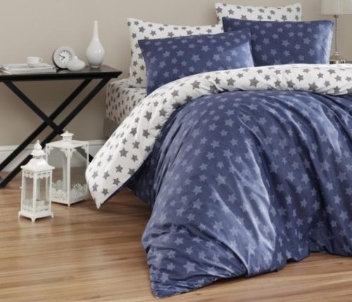 фото КПБ Karven Light Navy Blue 1,5 спальное Звезды артикул N022 Light Navy Blue