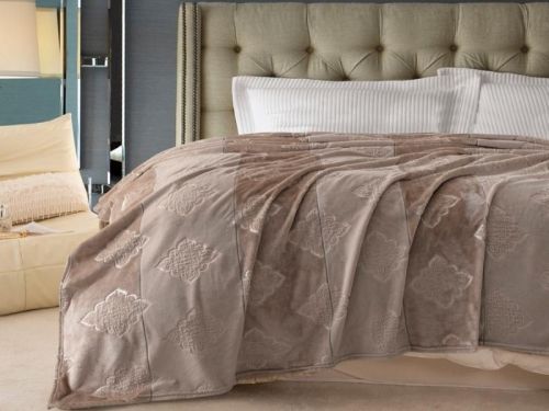 плед karven solid emboss v6/coffee 150*200 из ткани Велсофт в категории  рисунок 