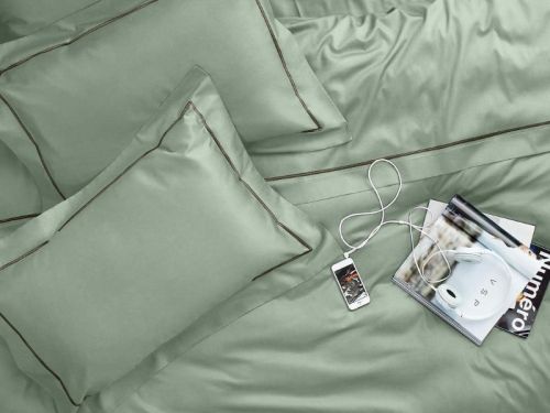 фото КПБ Primavelle Luxe-сатин Baratto (простыня на резинке) Св.олива Семейное  артикул 145160774-80B фото 2