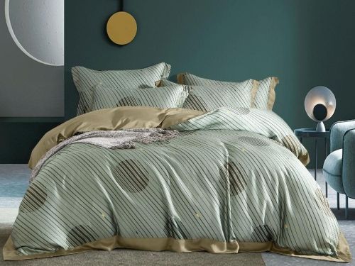 фото КПБ Primavelle Tencel (простыня на резинке) 40 Maelis Двуспальное Полоса Горох/Круги артикул 1751607070-tn40