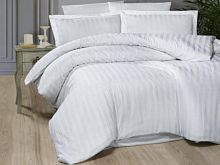 фото кпб karven broad line white 1,5 спальное из ткани Сатин 