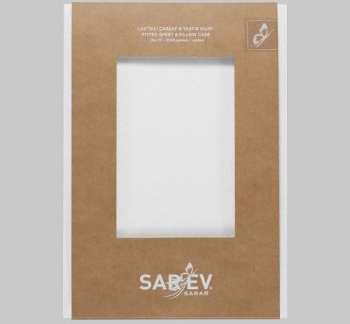 простыня sarev на резинке+2 наволочки 180*200+40см v1/beyaz из ткани Поплин в категории  рисунок  фото 3