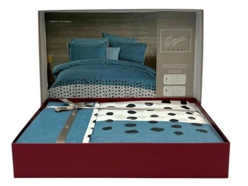 фото КПБ Sarev Bazaar FIOLINA v2/Turkuaz Евро Горох/Круги артикул N409 FIOLINA v2/Turkuaz фото 2