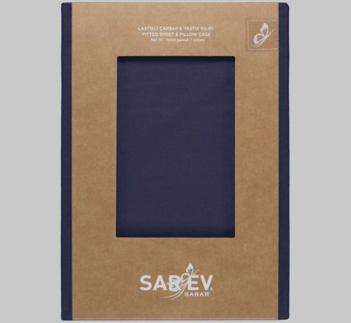 простыня sarev на резинке+2 наволочки 160*200+40см v15/lacivert из ткани Поплин в категории  рисунок  фото 3