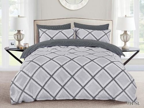 фото КПБ Cleo Satin Lux CL15/751-SL 1,5 спальное Клетка/Квадрат артикул CL15/751-SL