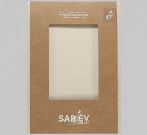 простыня sarev на резинке+2 наволочки 200*200+40см v2/ekru из ткани Поплин в категории  рисунок  фото 3