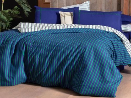 фото КПБ Sarev DALEN v1/Lacivert 1,5 спальное Полоса артикул N388 DALEN v1/Lacivert