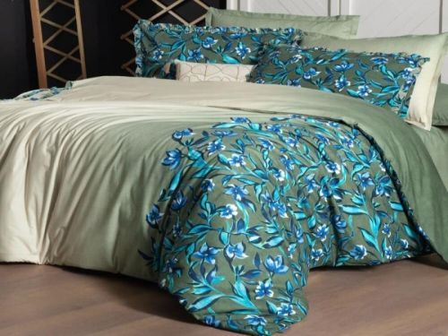 фото КПБ Sarev AYDER v1/Yesil Евро Цветы артикул N389 AYDER v1/Yesil