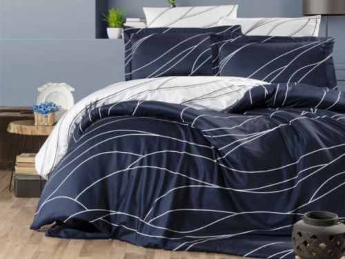 фото КПБ Karven Mesi Navy Blue 1,5 спальное  артикул N020 MESI NAVY BLUE